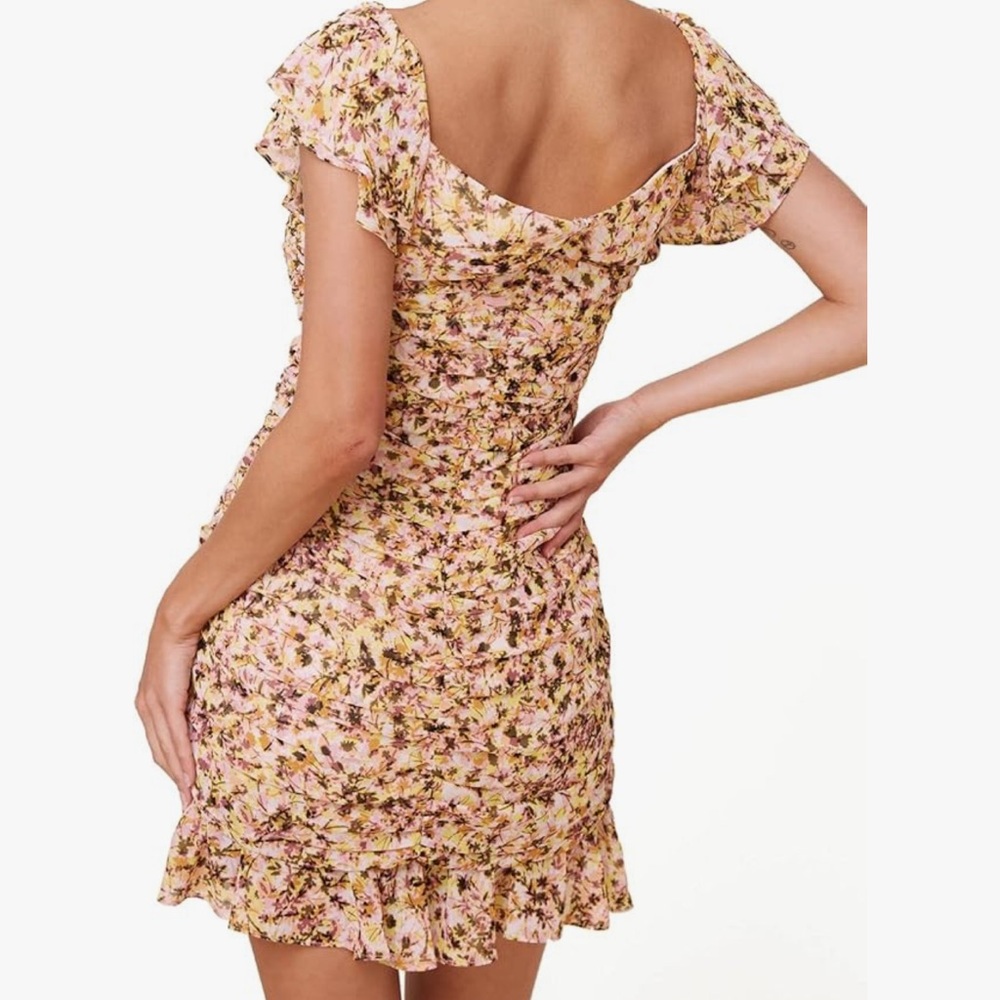 Astr The Label Blush Yellow Multi Color Mini Dress Back Zipper Size Medium - Picture 3 of 13
